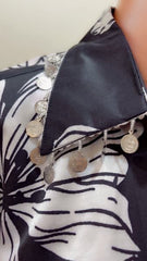 Black Floral Cord Set